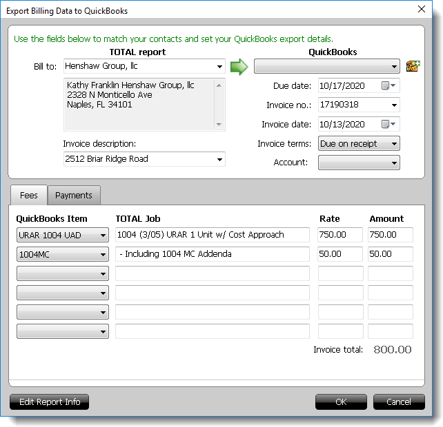 Export to QuickBooks