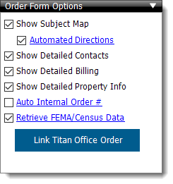 Order Form Options Pane