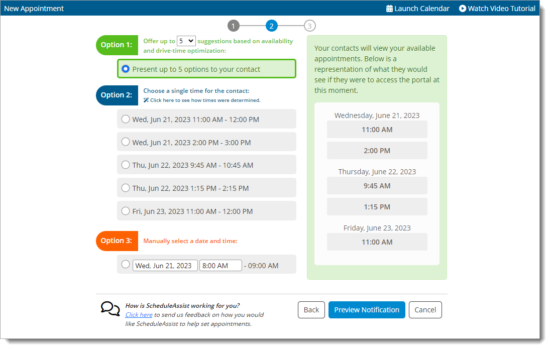 Choose your scheduling options