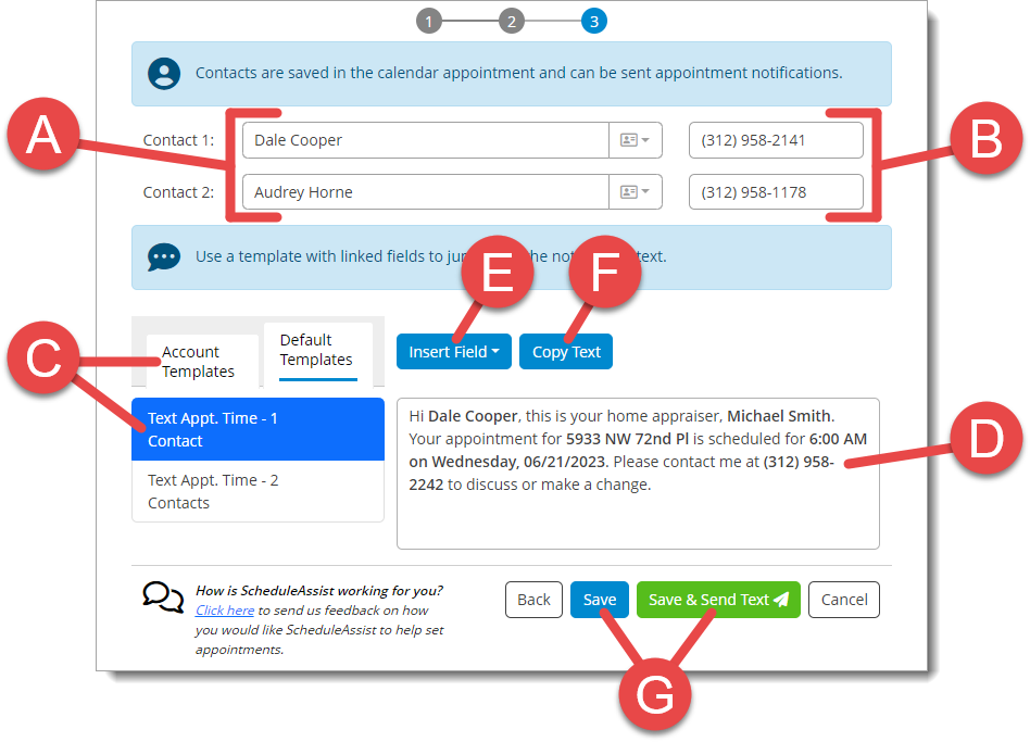 Enter contact information and choose a template