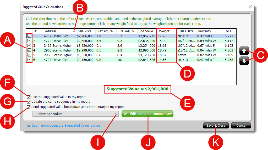 Suggested Value Calculations