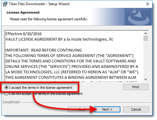 Accept the agreement and click Next