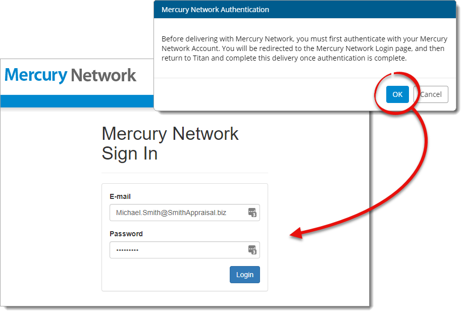 Click OK on the Mercury Network Authentication message