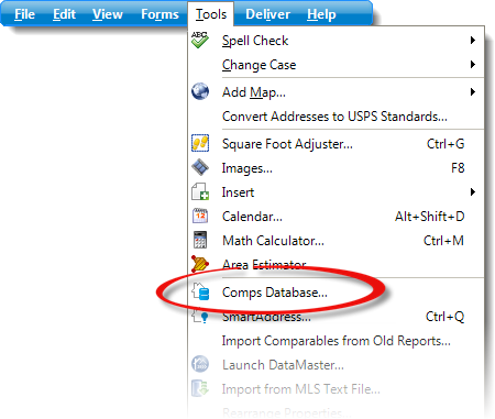 Comps Database in Tools Menu