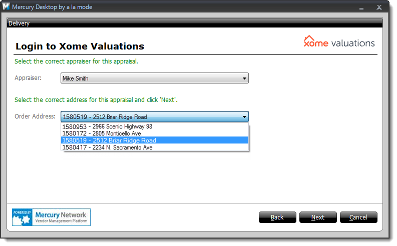 Select appraiser name and order