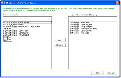 AssignClientFeeTables