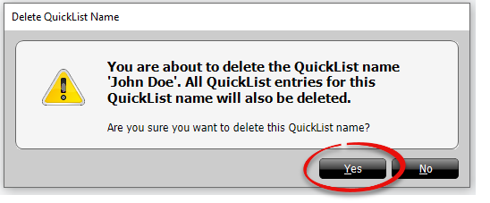 Quicklist Delete Confirmation