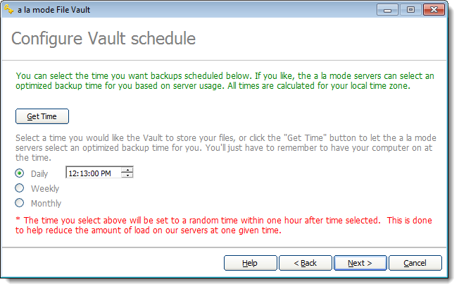 Vault Schedule