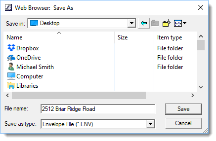 Choose folder to save, enter file name
