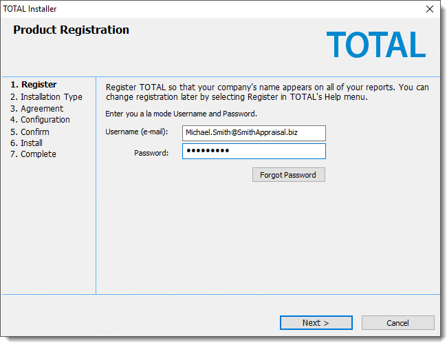 Registration options