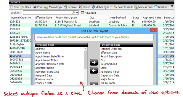 Select multiple fields at a time. Choose from dozens of new options.