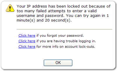Password Lockout Dialog