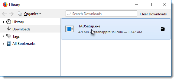 Double-click TADSetup.exe