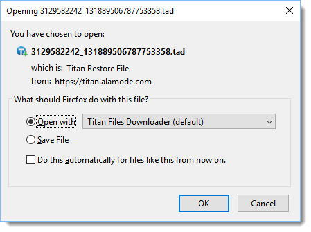 Choose open with Titan Files Downloader